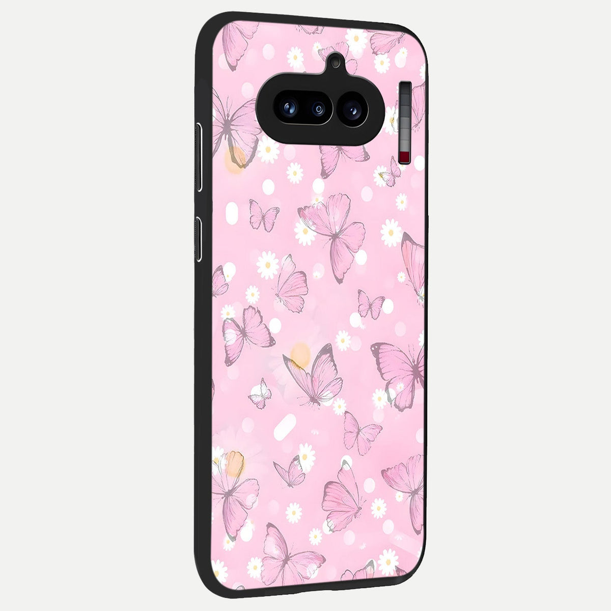  Blush Butterfly Garden back cover For Nothing Phone 4A slim fit glass case with vibrant aesthetic design