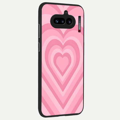  Blush Heart Waves back cover For Nothing Phone 4A slim fit glass case with vibrant aesthetic design