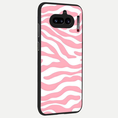  Blush Zebra Flow back cover For Nothing Phone 4A slim fit glass case with vibrant aesthetic design