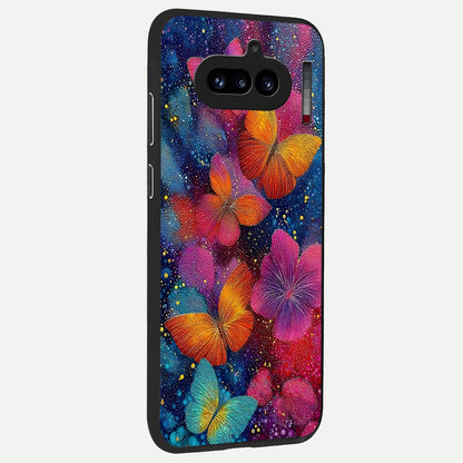 Butterfly Dream Mist back cover For Nothing Phone 4A slim fit glass case with vibrant aesthetic design