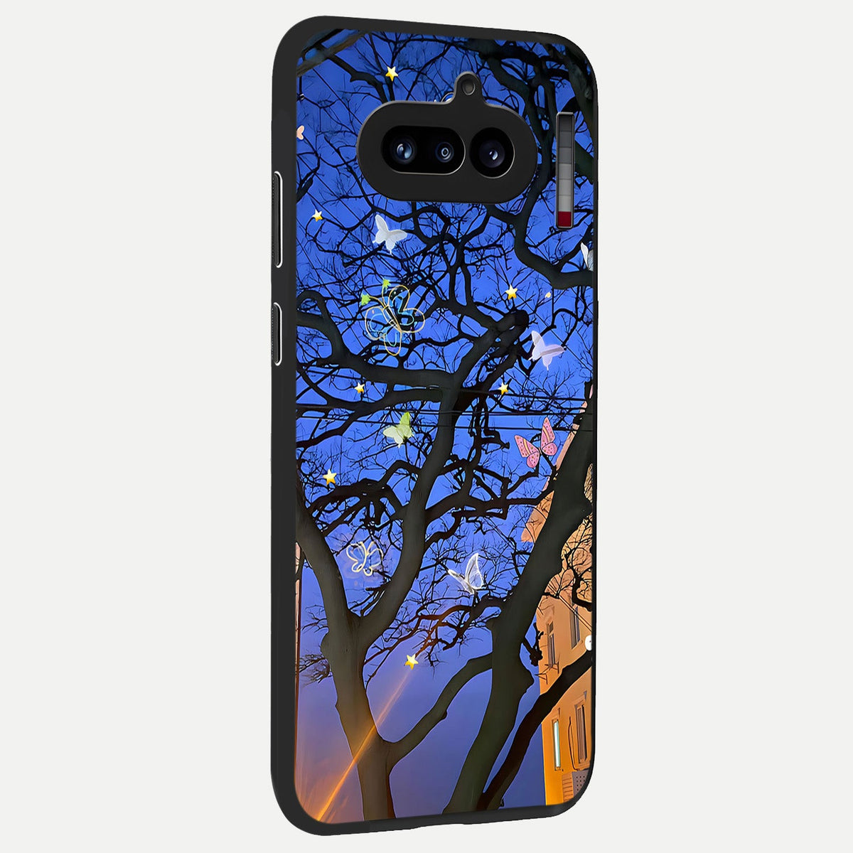 Butterfly Night Magic back cover For Nothing Phone 4A slim fit glass case with vibrant aesthetic design