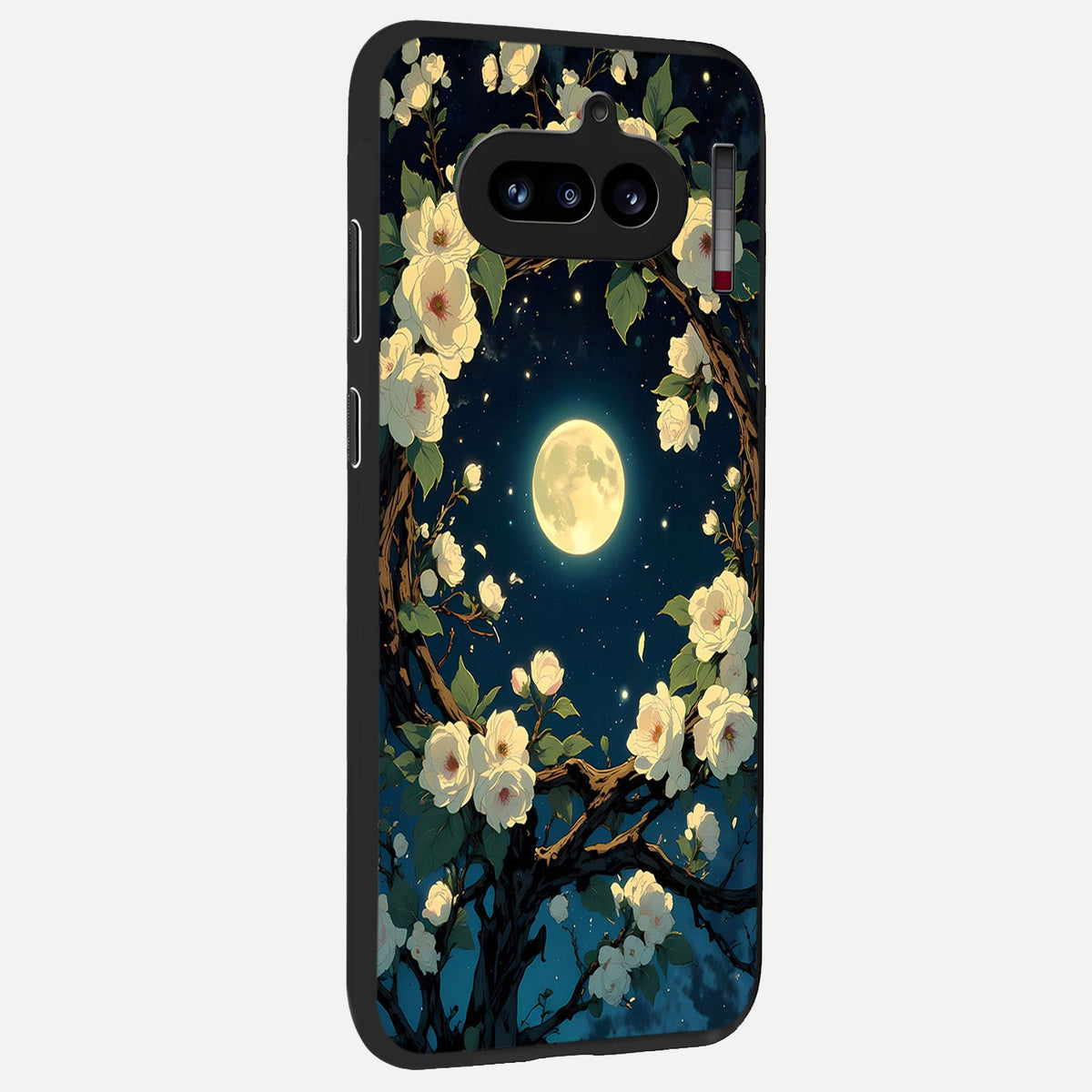  Celestial Moon And Flower back cover For Nothing Phone 4A slim fit glass case with vibrant aesthetic design