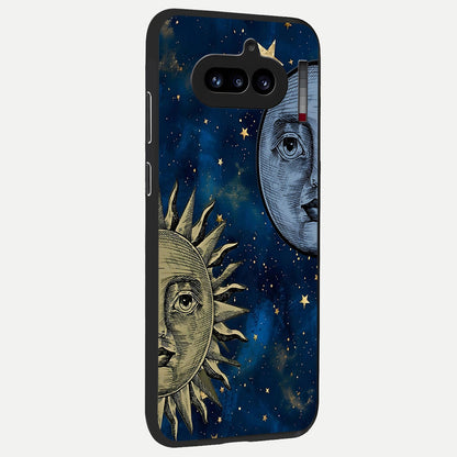  Celestial Moon With Sun back cover For Nothing Phone 4A slim fit glass case with vibrant aesthetic design