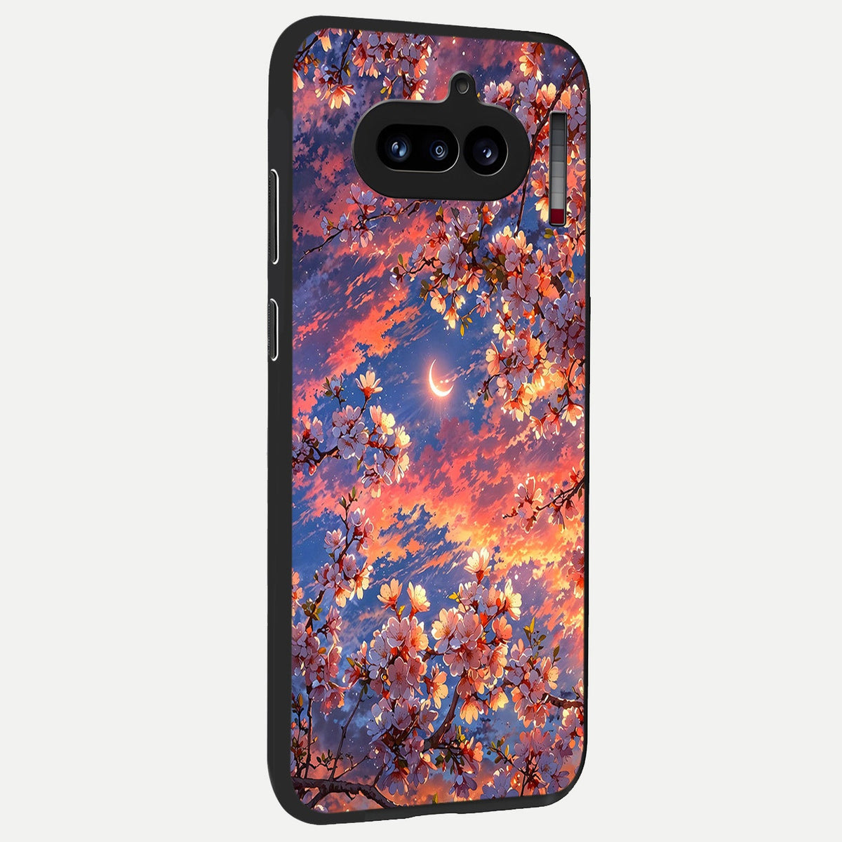  Celestial Sakura Sunset back cover For Nothing Phone 4A slim fit glass case with vibrant aesthetic design
