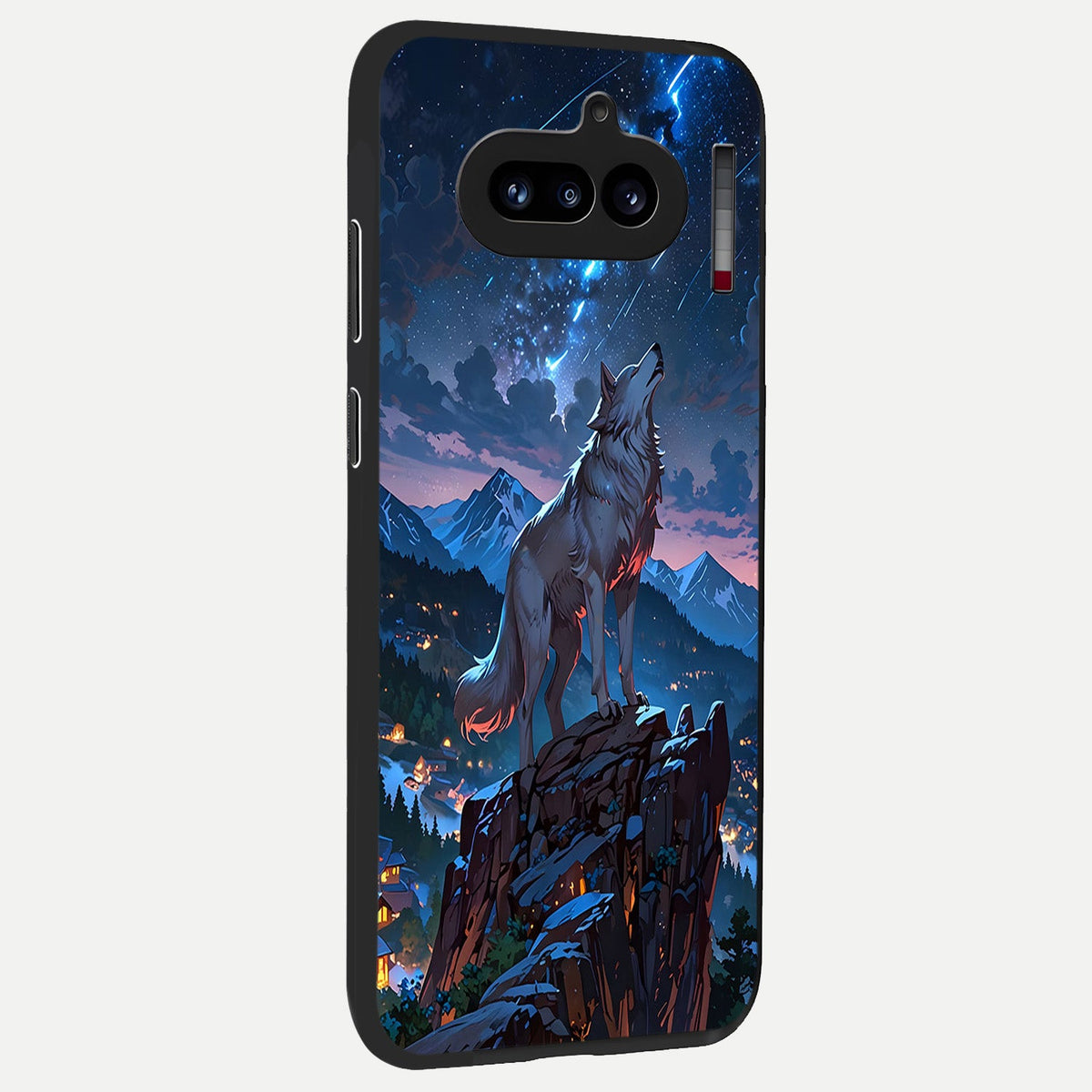  Celestial Wolf Howl back cover For Nothing Phone 4A slim fit glass case with vibrant aesthetic design