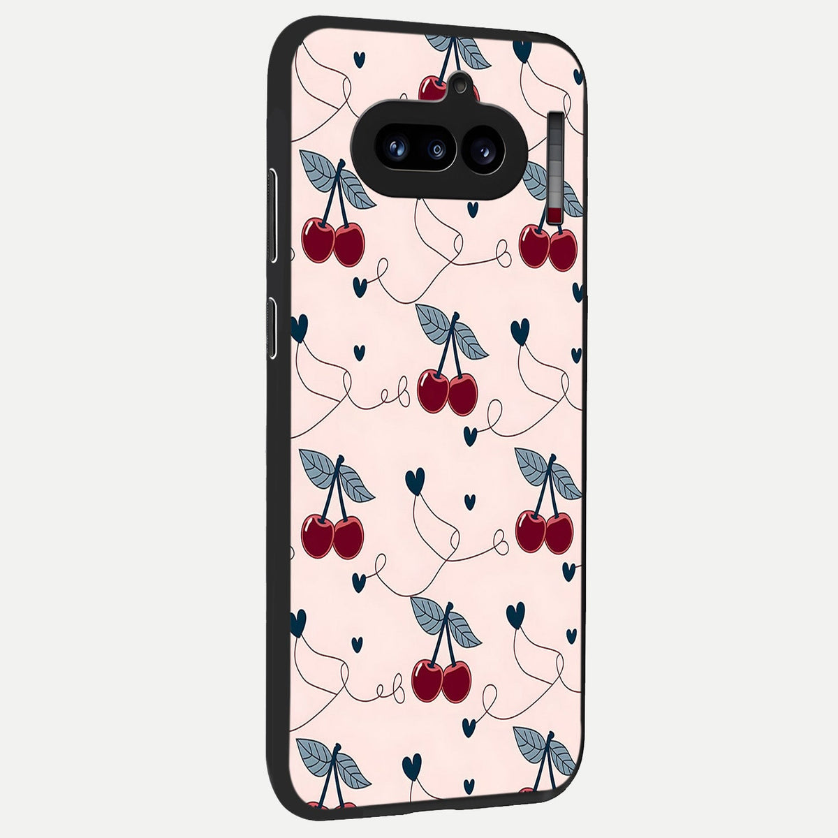  Cherry Heart Line back cover For Nothing Phone 4A slim fit glass case with vibrant aesthetic design
