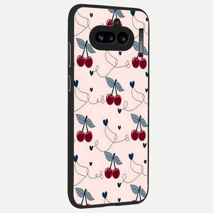  Cherry Heart Line back cover For Nothing Phone 4A slim fit glass case with vibrant aesthetic design