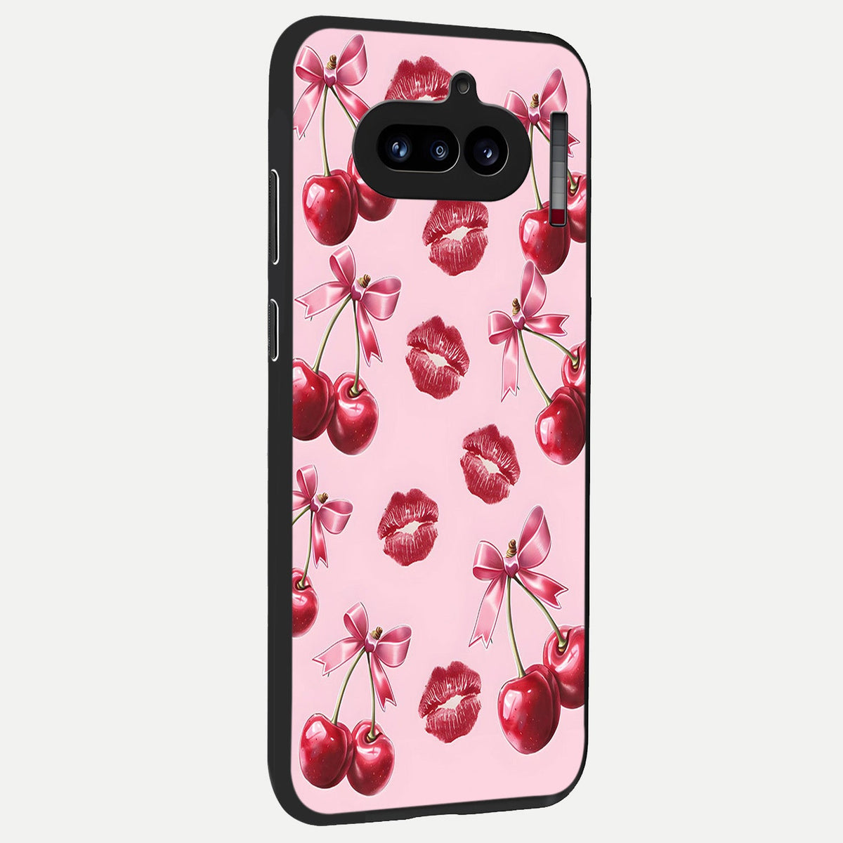  Cherry With Lips back cover For Nothing Phone 4A slim fit glass case with vibrant aesthetic design