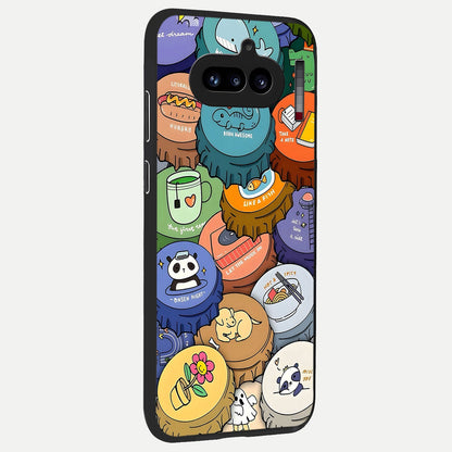  Coins Patterns back cover For Nothing Phone 4A slim fit glass case with vibrant aesthetic design