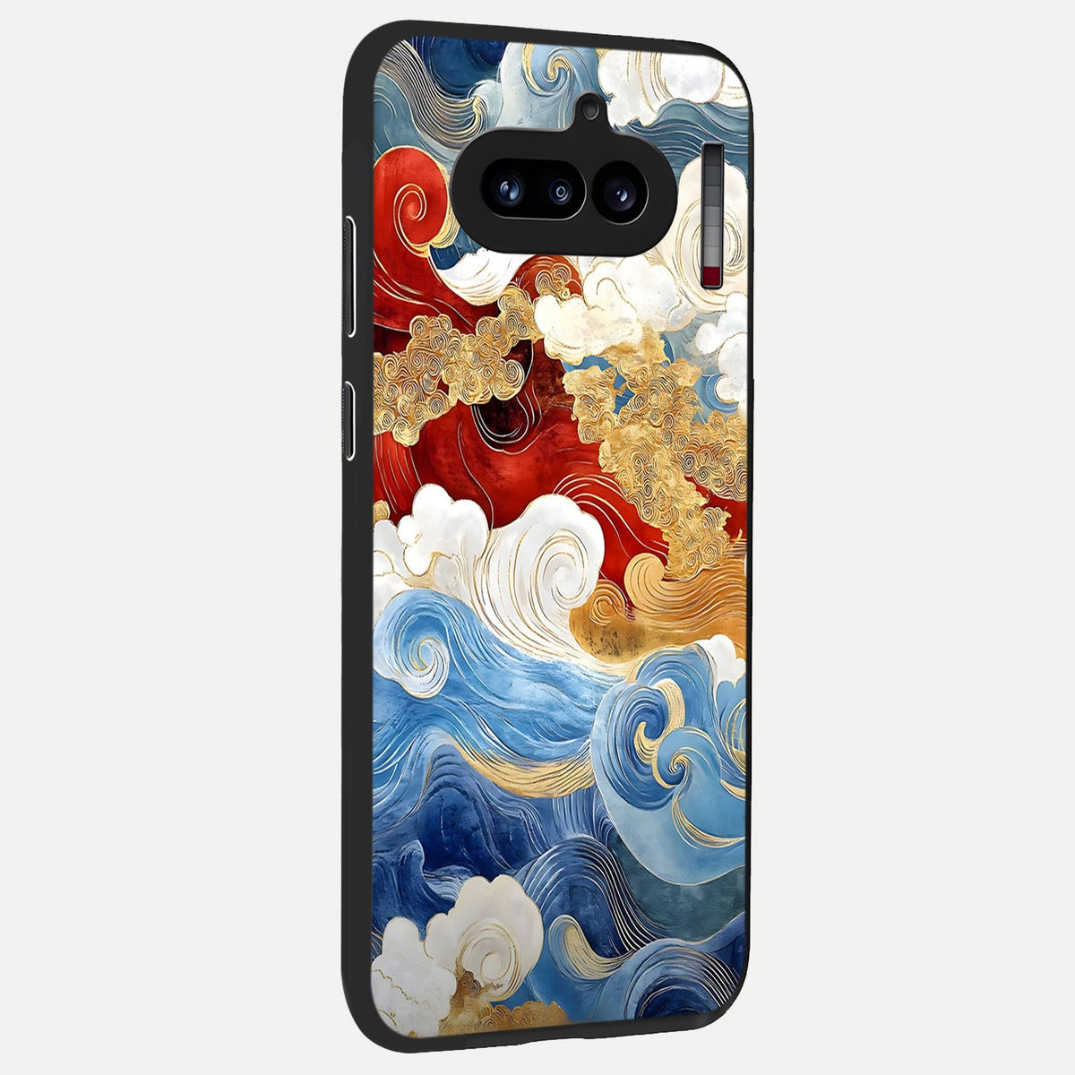  Colored Waves back cover For Nothing Phone 4A slim fit glass case with vibrant aesthetic design