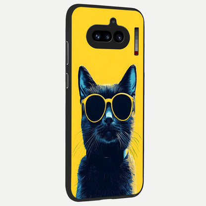  Cool Cat Vibes back cover For Nothing Phone 4A slim fit glass case with vibrant aesthetic design