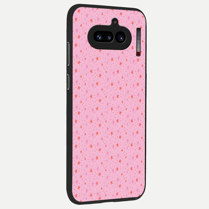  Cosmic Pink Sparkle back cover For Nothing Phone 4A slim fit glass case with vibrant aesthetic design