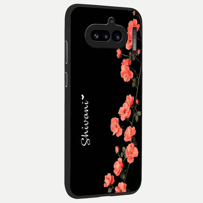  Crimson Bloom Grace Custom Name back cover For Nothing Phone 4A slim fit glass case with vibrant aesthetic design