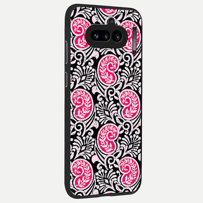 Crimson Paisley Charm back cover For Nothing Phone 4A slim fit glass case with vibrant aesthetic design