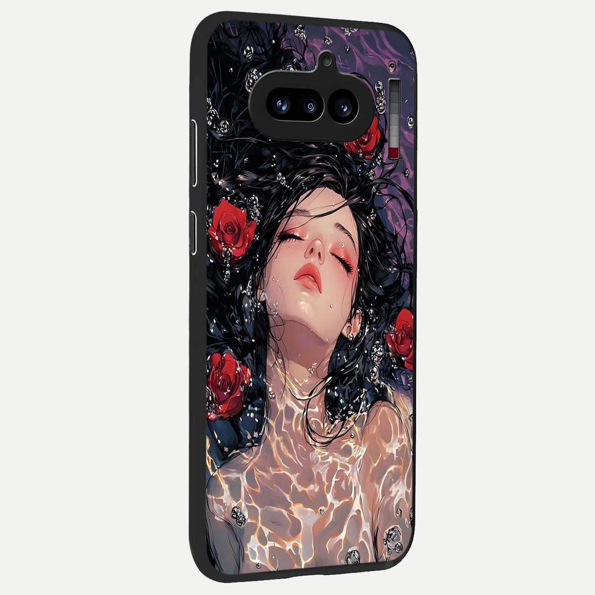  Crimson Rose Serenity back cover For Nothing Phone 4A slim fit glass case with vibrant aesthetic design