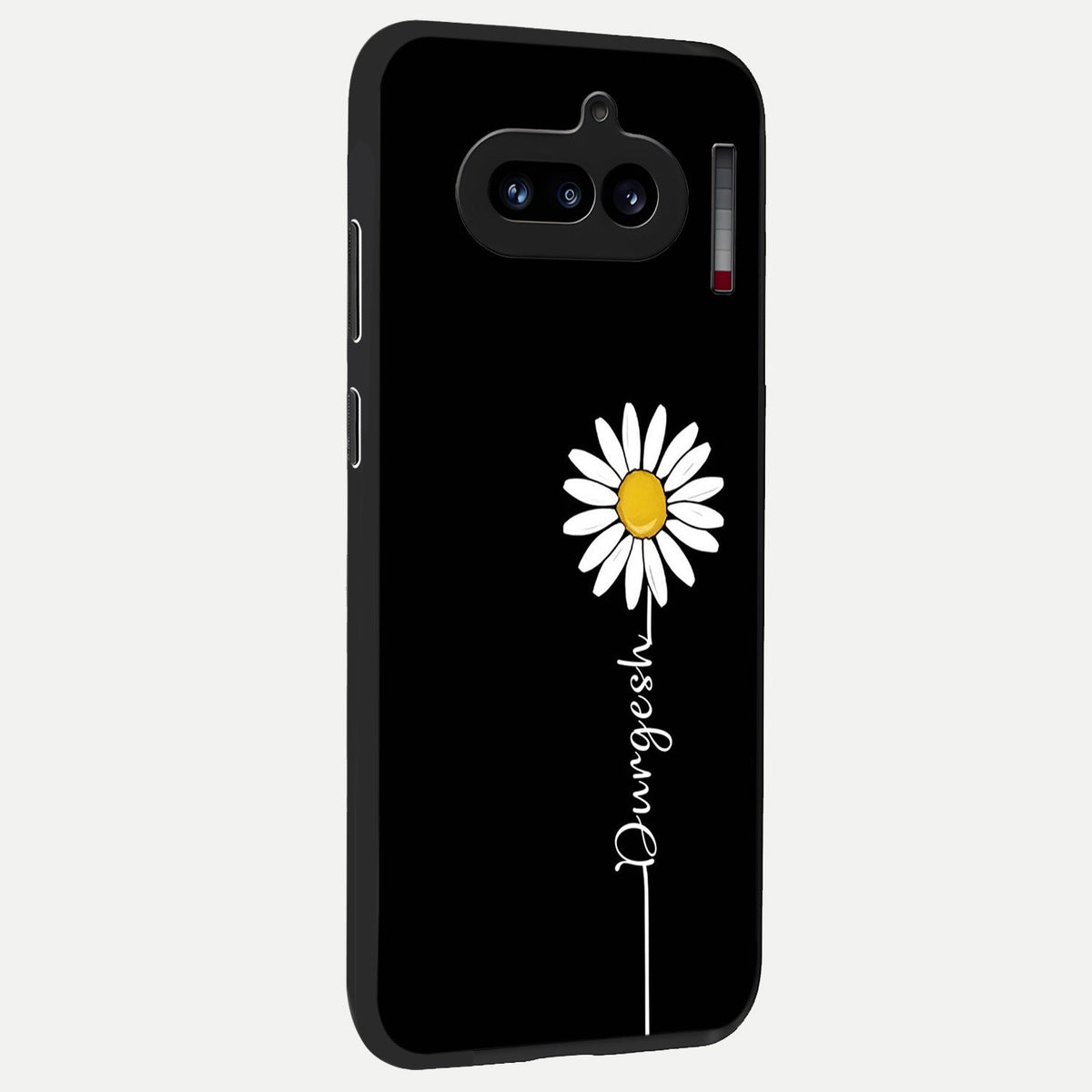  Custom Name White Flower back cover For Nothing Phone 4A slim fit glass case with vibrant aesthetic design
