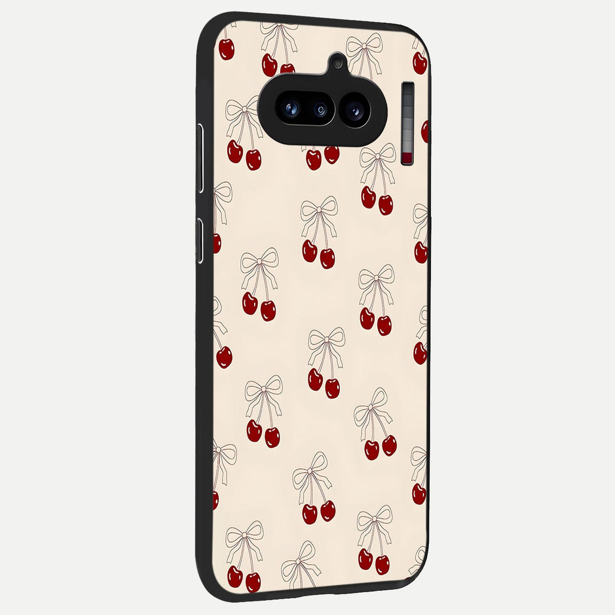  Cute Cherry Pattern back cover For Nothing Phone 4A slim fit glass case with vibrant aesthetic design