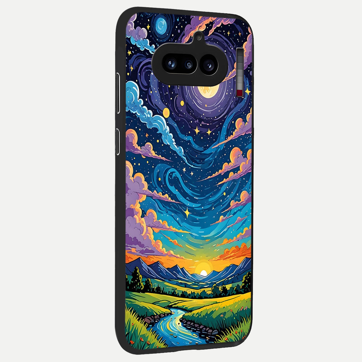  Dreamy Night Landscape back cover For Nothing Phone 4A slim fit glass case with vibrant aesthetic design