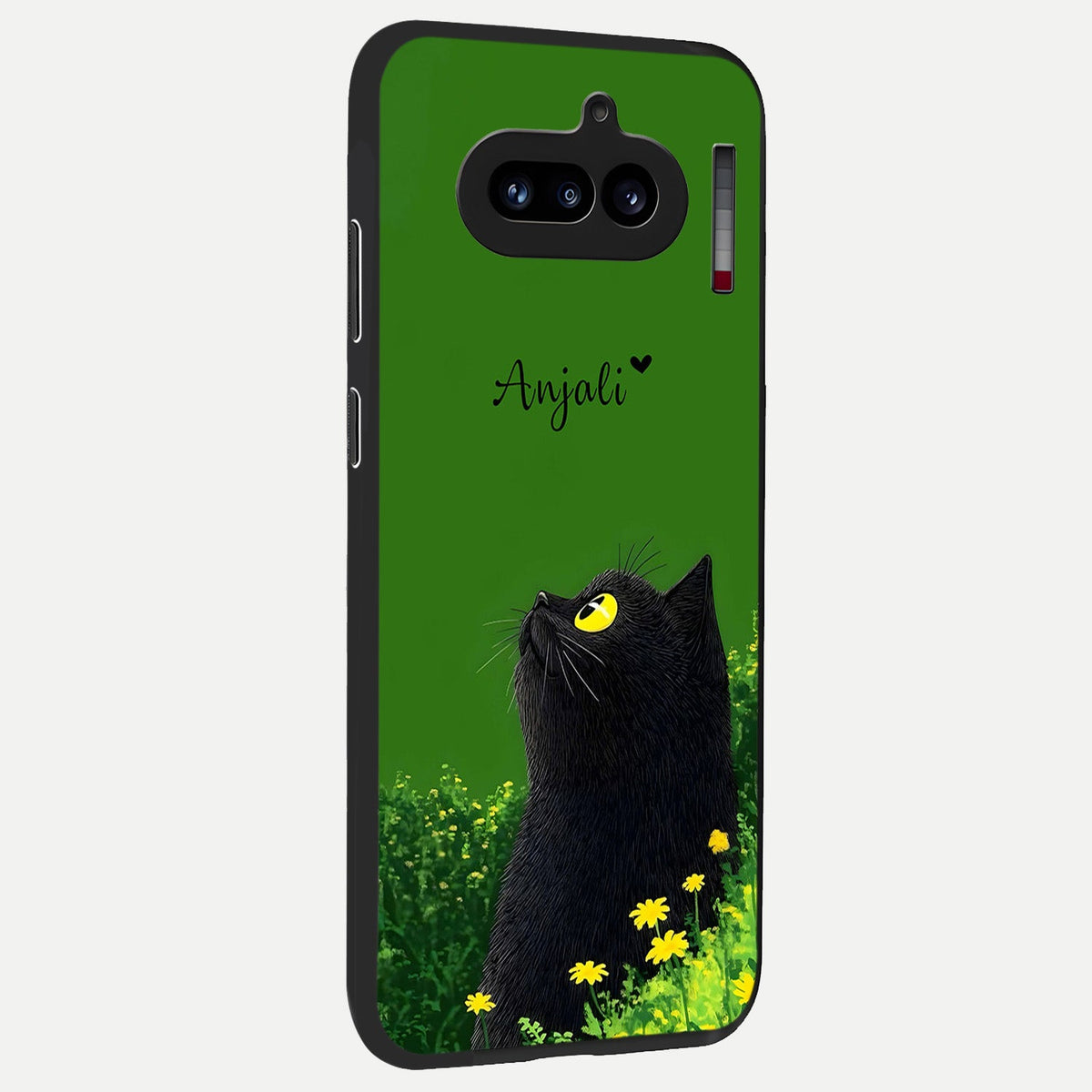  Emerald Cat Custom Name back cover For Nothing Phone 4A slim fit glass case with vibrant aesthetic design