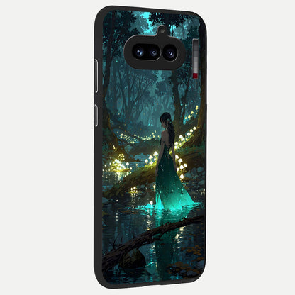  Enchanted Forest Glow back cover For Nothing Phone 4A slim fit glass case with vibrant aesthetic design
