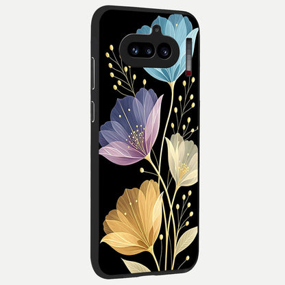  Flower Bloom Glow back cover For Nothing Phone 4A slim fit glass case with vibrant aesthetic design
