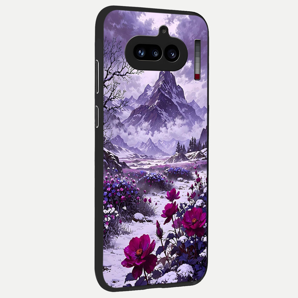  Flower Mountain View back cover For Nothing Phone 4A slim fit glass case with vibrant aesthetic design