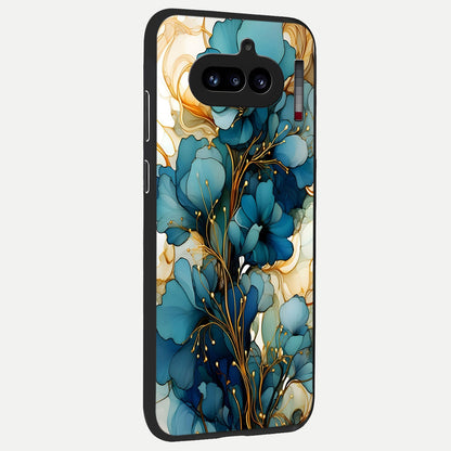  Golden Bloom Symphony back cover For Nothing Phone 4A slim fit glass case with vibrant aesthetic design