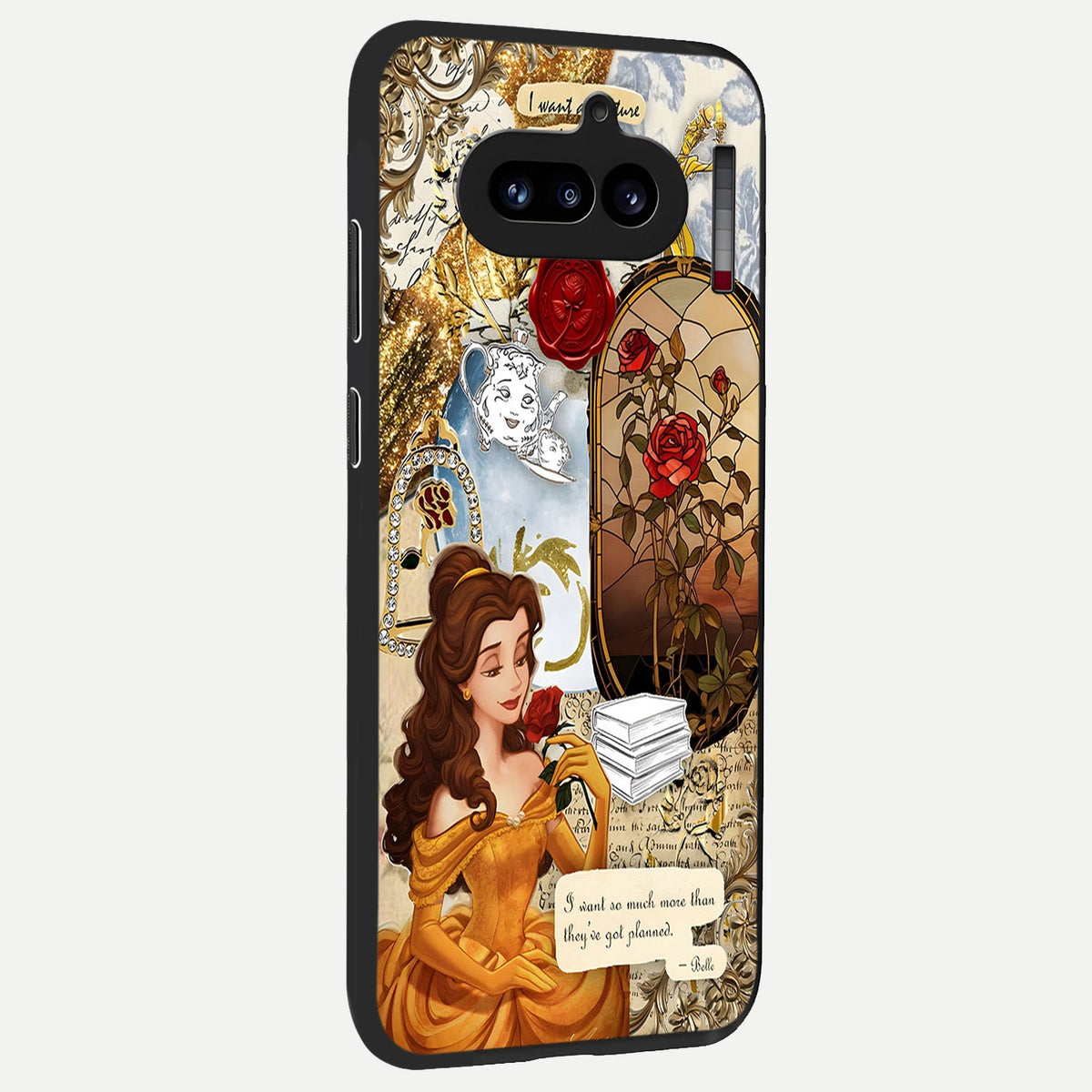  Golden Dream Belle back cover For Nothing Phone 4A slim fit glass case with vibrant aesthetic design