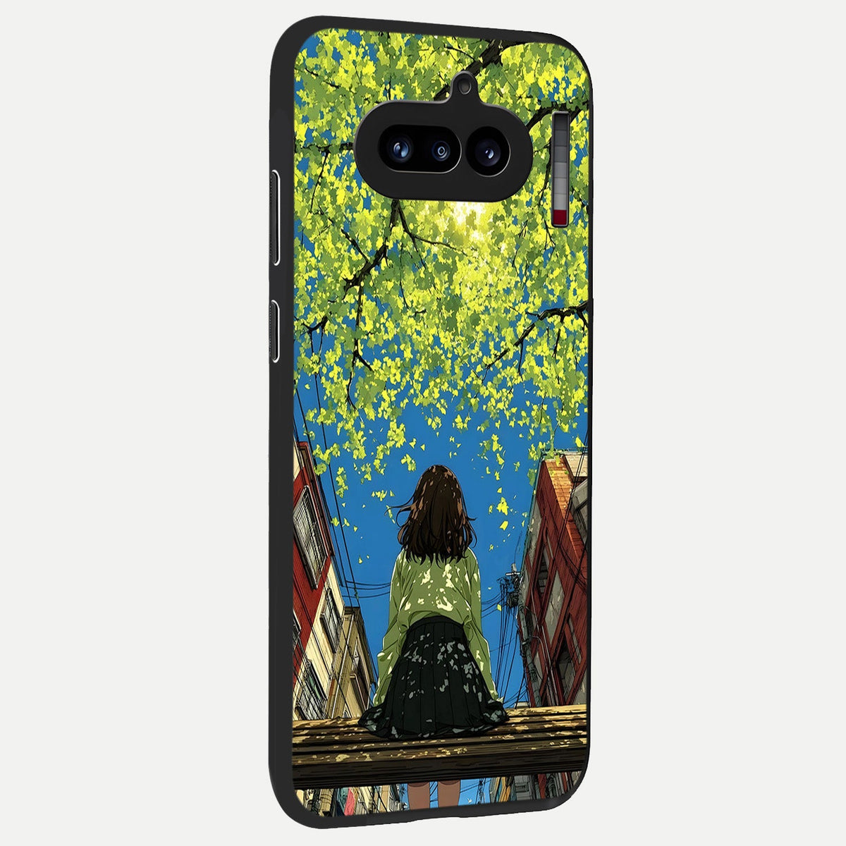  Golden Leaves Glow back cover For Nothing Phone 4A slim fit glass case with vibrant aesthetic design