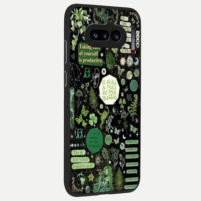  Green Mandala Pattern back cover For Nothing Phone 4A slim fit glass case with vibrant aesthetic design