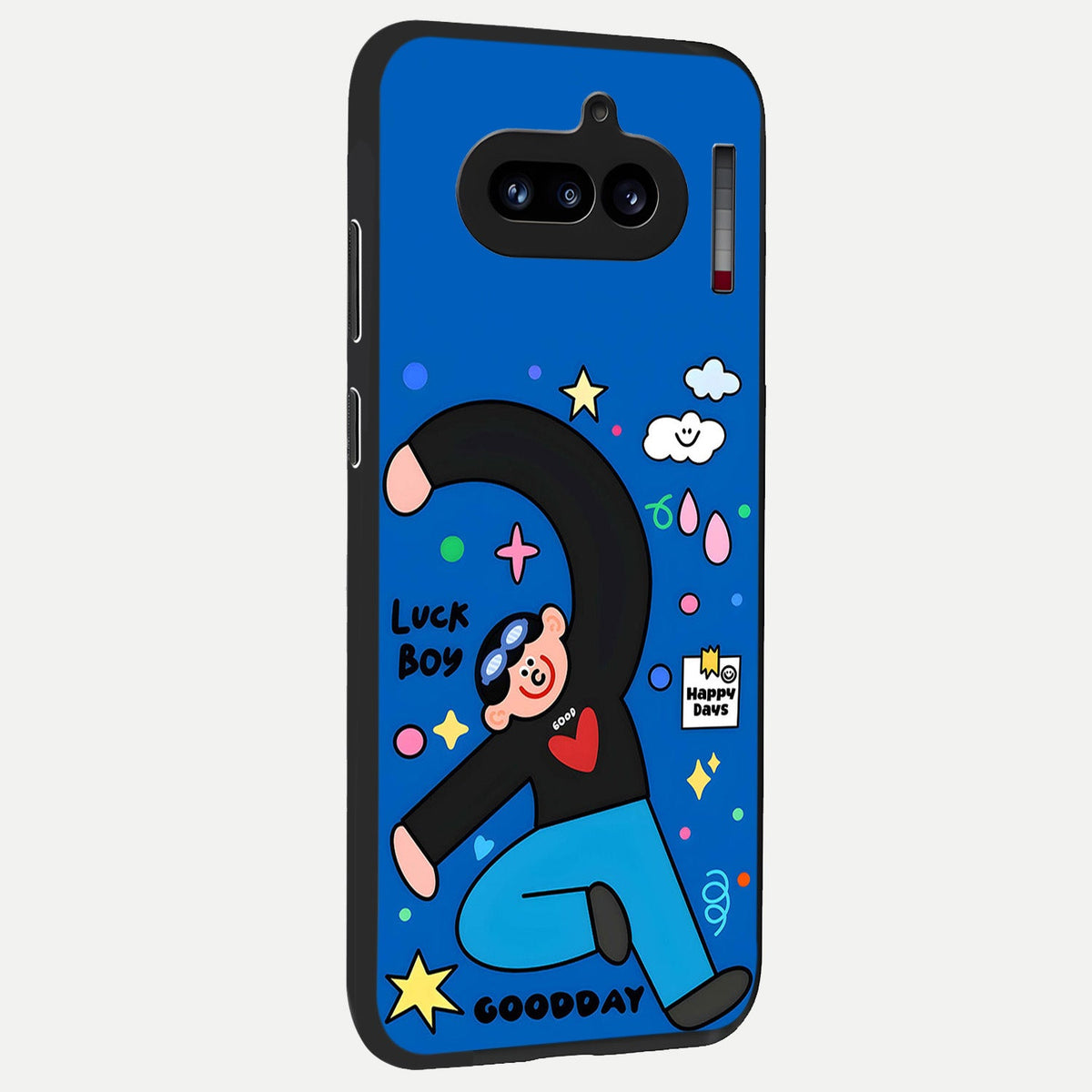  Happy Luck Vibe back cover For Nothing Phone 4A slim fit glass case with vibrant aesthetic design