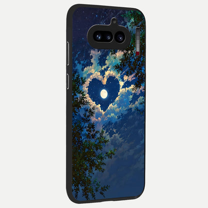 Heart With Moon Sky back cover For Nothing Phone 4A slim fit glass case with vibrant aesthetic design