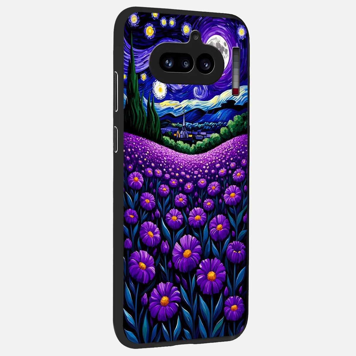  Lavender Moon Field back cover For Nothing Phone 4A slim fit glass case with vibrant aesthetic design