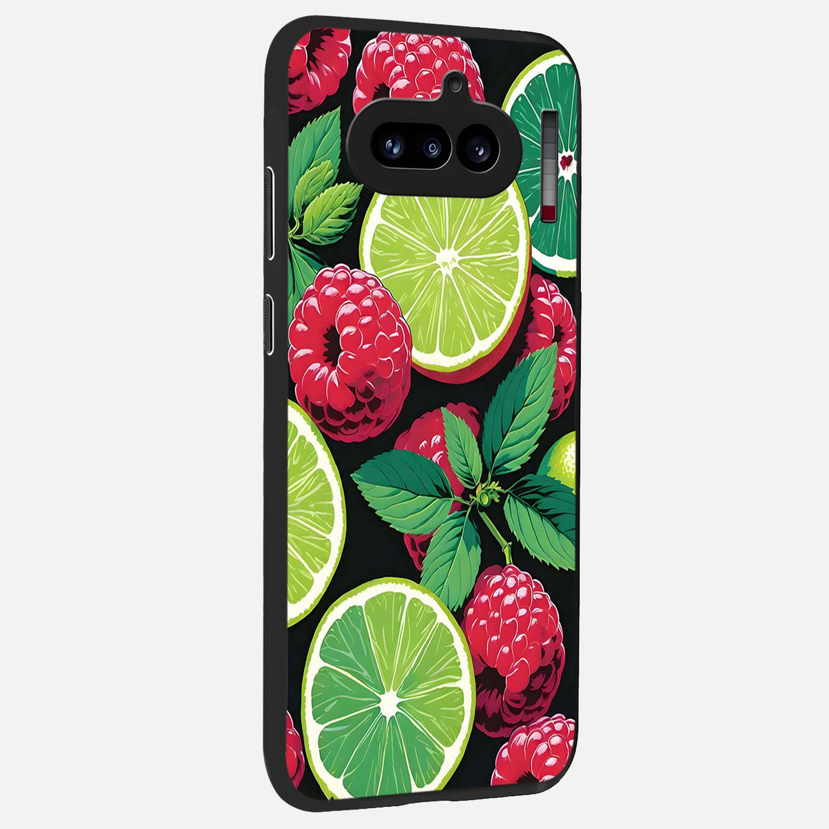  Lime and Raspberry Pattern back cover For Nothing Phone 4A slim fit glass case with vibrant aesthetic design
