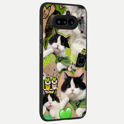  Matcha Cats Mood back cover For Nothing Phone 4A slim fit glass case with vibrant aesthetic design