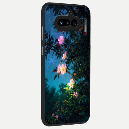  Midnight Bloom Glow back cover For Nothing Phone 4A slim fit glass case with vibrant aesthetic design