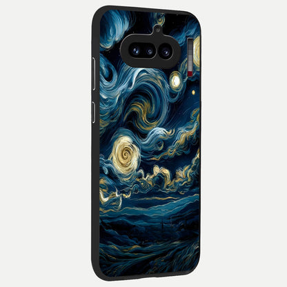  Midnight Sky Whirl back cover For Nothing Phone 4A slim fit glass case with vibrant aesthetic design