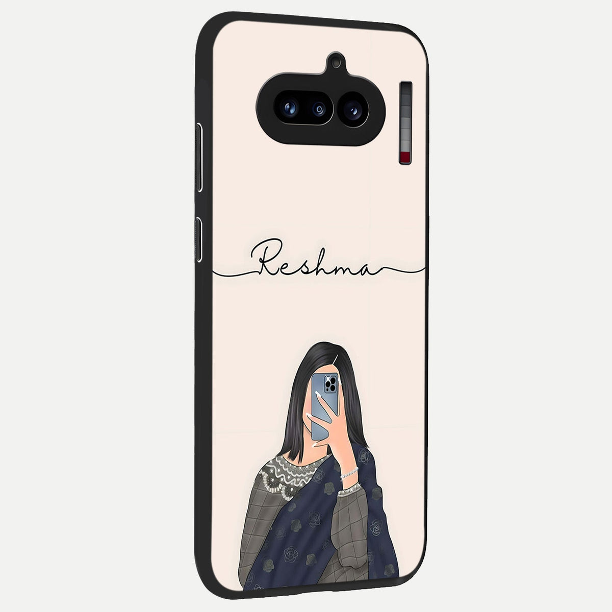  Mirror Mood Muse With Custom Name back cover For Nothing Phone 4A slim fit glass case with vibrant aesthetic design