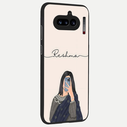  Mirror Mood Muse With Custom Name back cover For Nothing Phone 4A slim fit glass case with vibrant aesthetic design
