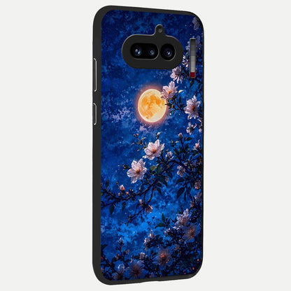  Moonlit Blossoms Night back cover For Nothing Phone 4A slim fit glass case with vibrant aesthetic design
