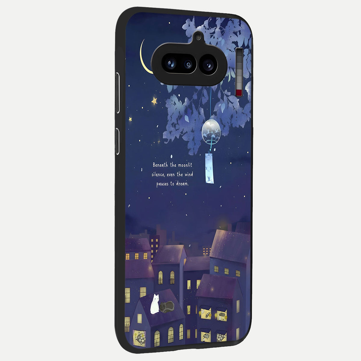  Moonlit Cat Silence back cover For Nothing Phone 4A slim fit glass case with vibrant aesthetic design