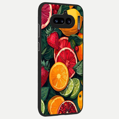  Multiple Fruits back cover For Nothing Phone 4A slim fit glass case with vibrant aesthetic design