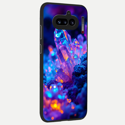  Neon Aura Shards back cover For Nothing Phone 4A slim fit glass case with vibrant aesthetic design