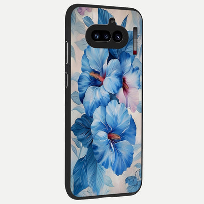  Ocean Hibiscus Grace back cover For Nothing Phone 4A slim fit glass case with vibrant aesthetic design