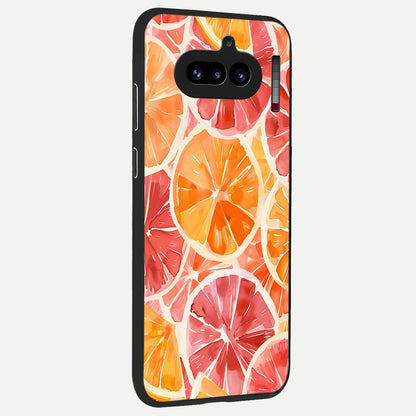  Orange Fruits Pattern back cover For Nothing Phone 4A slim fit glass case with vibrant aesthetic design