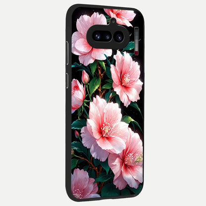  Peach Flower back cover For Nothing Phone 4A slim fit glass case with vibrant aesthetic design