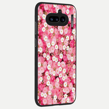  Pink Bouquet Florals back cover For Nothing Phone 4A slim fit glass case with vibrant aesthetic design