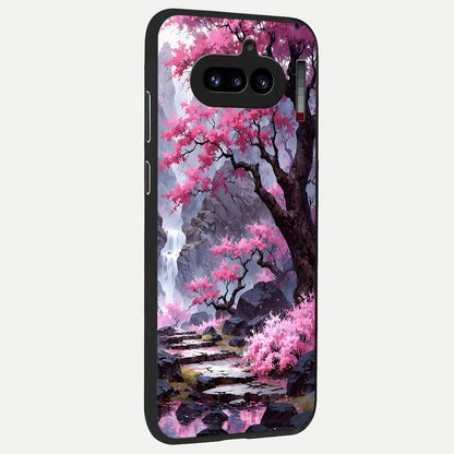  Pink Sunflower Glow back cover For Nothing Phone 4A slim fit glass case with vibrant aesthetic design