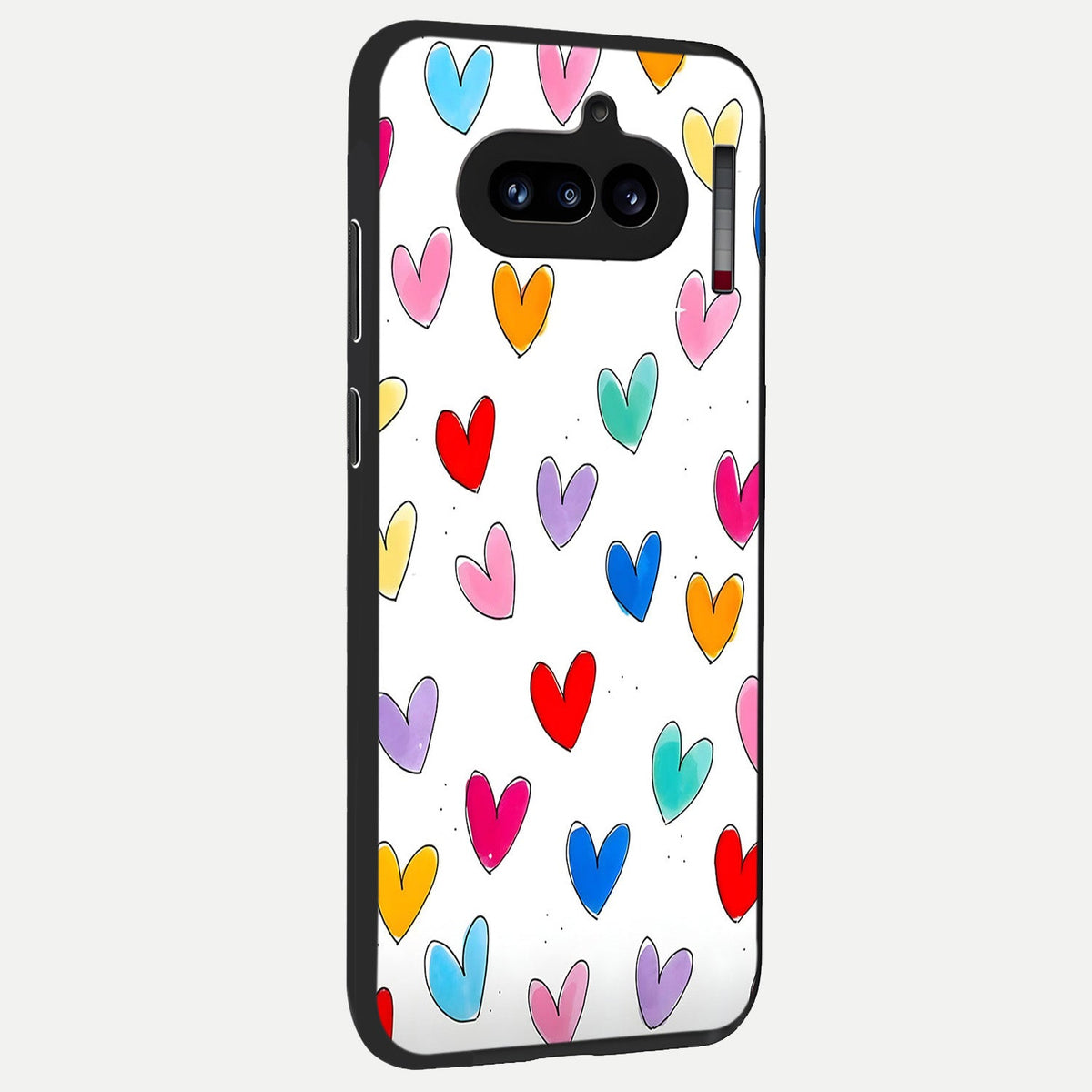  Playful Love Doodles back cover For Nothing Phone 4A slim fit glass case with vibrant aesthetic design