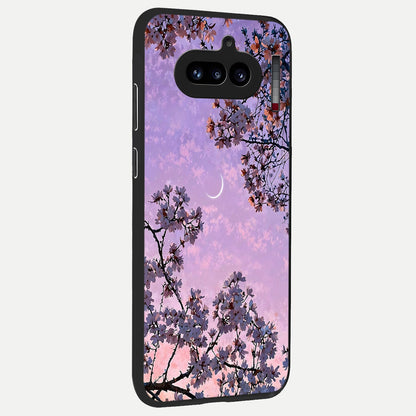  Purple Serenity Moon back cover For Nothing Phone 4A slim fit glass case with vibrant aesthetic design